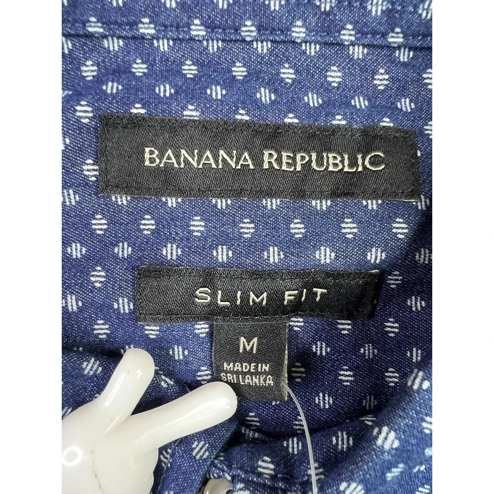 Banana Republic Shirt Mens Medium Blue Chambray Slim Fit Long Sleeve Button Up